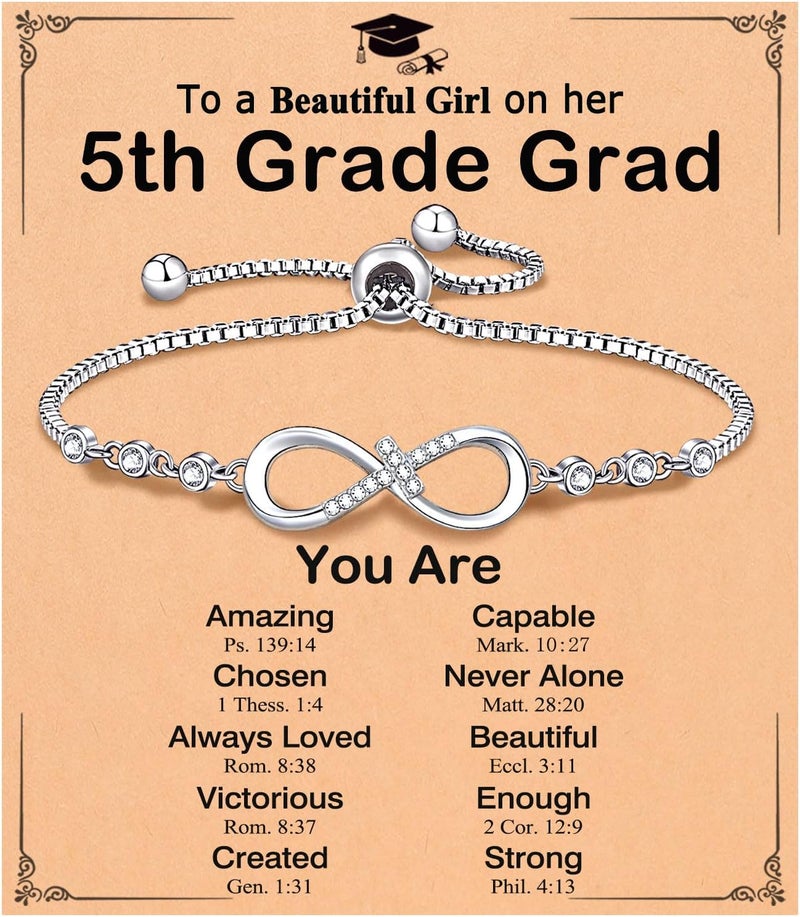 UNGENT THEM Infinity CZ Cross Bracelet, 10th 11th 12th 13th 14th 16th 18th Birthday Gift 5th 8th Graduation Christian Confirmation Gifts Ideas - Image 1